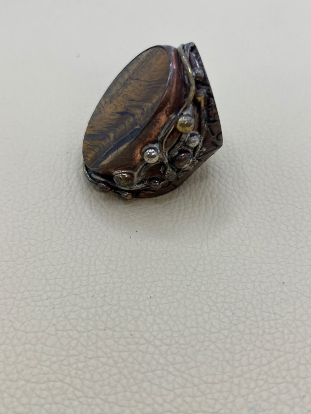Handmade Mexican Tiger's-Eye Men's Statement Ring